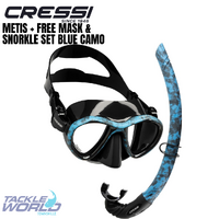 Cressi Metis Plus Free Mask & Snorkel Set Blue Camo