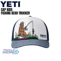 Yeti Cap Kids Fishing Bear Trucker White/Navy