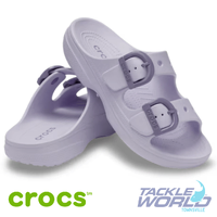 Crocs Saturday Sandal Enamel Buckle Womens Purple Halo