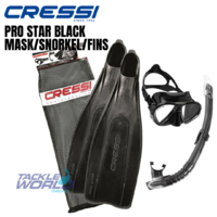 Cressi Pro Star Mask Snorkel Fins Set Black