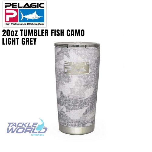 Pelagic 20oz Tumbler Fish Camo Light Grey