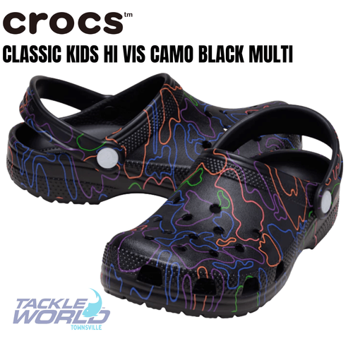 Crocs Classic Kids Hi Vis Camo Black Multi C6