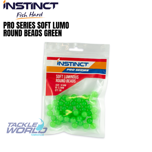 Instinct Pro Soft Lumo Round Beads Green 50pk 10mm