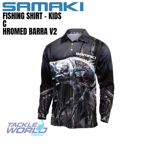 Samaki Shirt Chromed Barra V2 L/S Kids [Size: 2]